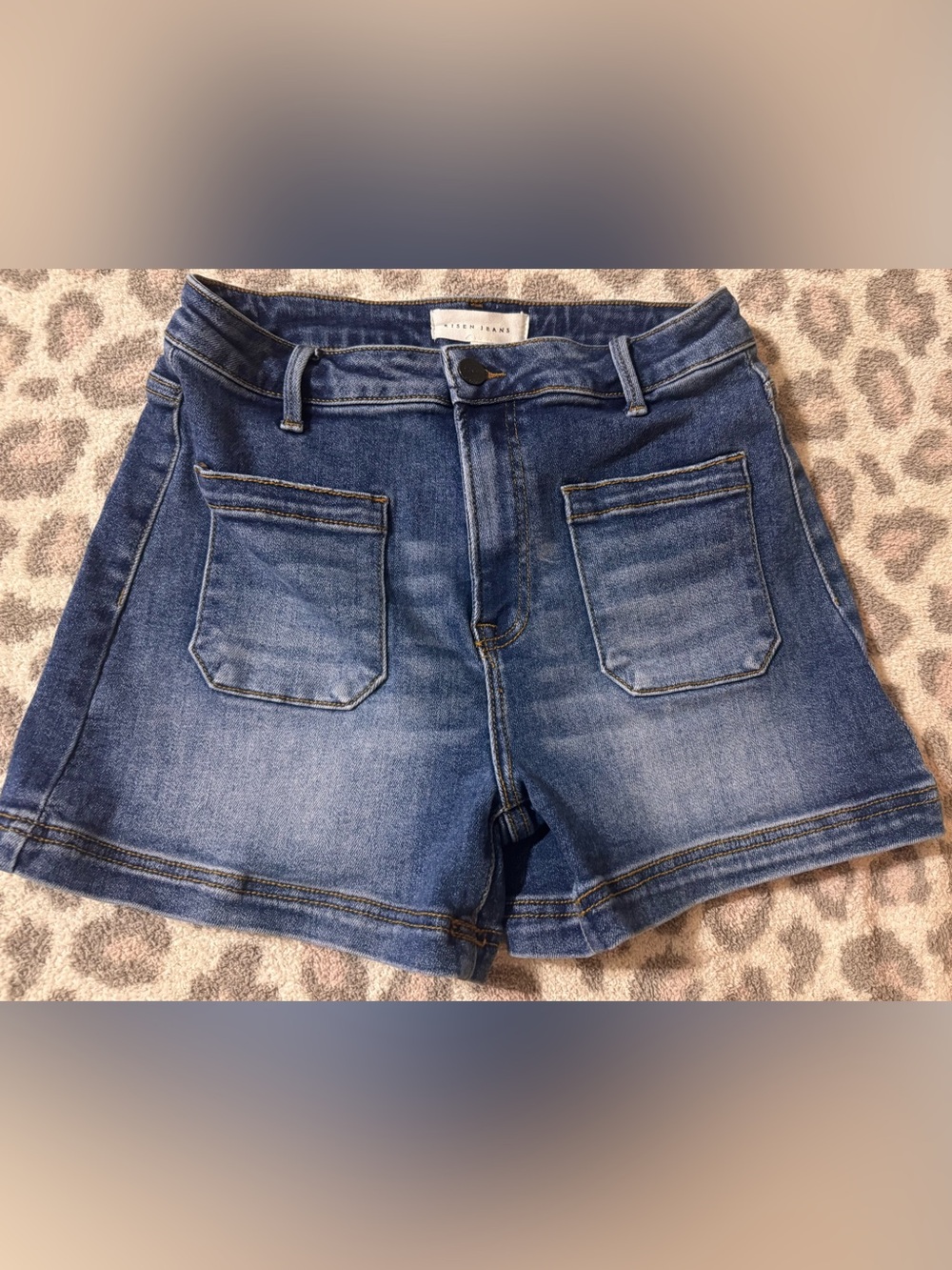 Classic Blue Denim High-Rise Pocket Shorts